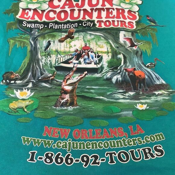 Cajun Encounters Tour Co T-Shirt Size Medium Womens Green New Orleans Alligators - Picture 11 of 11